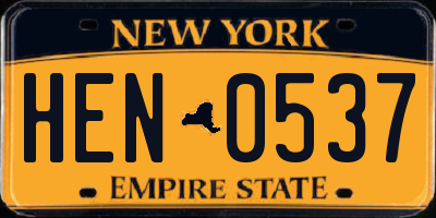 NY license plate HEN0537