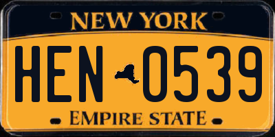 NY license plate HEN0539