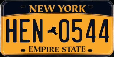 NY license plate HEN0544