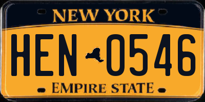 NY license plate HEN0546