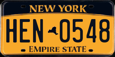 NY license plate HEN0548