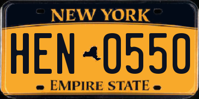 NY license plate HEN0550