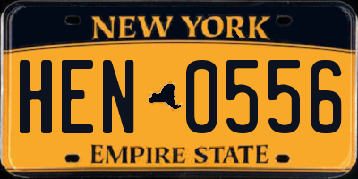 NY license plate HEN0556