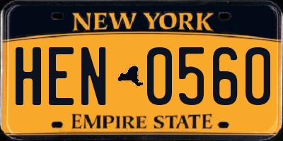 NY license plate HEN0560