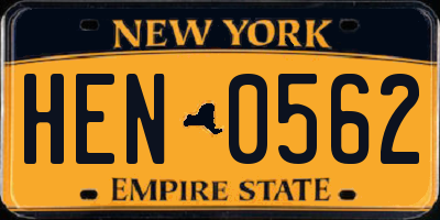 NY license plate HEN0562