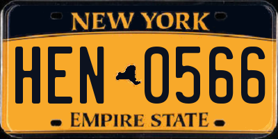 NY license plate HEN0566