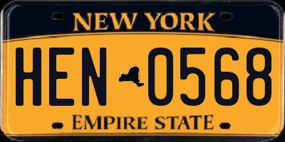 NY license plate HEN0568