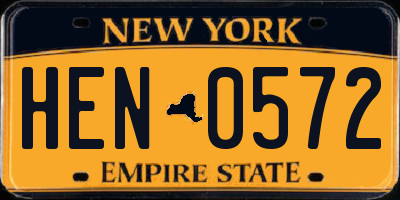 NY license plate HEN0572