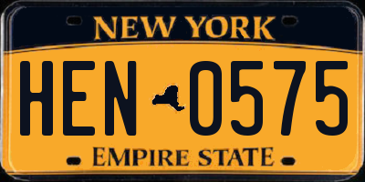 NY license plate HEN0575