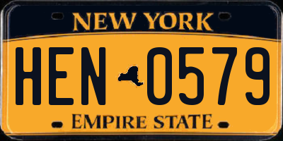 NY license plate HEN0579