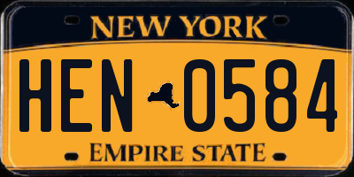NY license plate HEN0584
