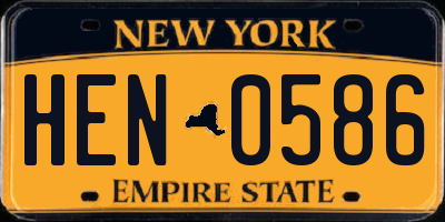 NY license plate HEN0586