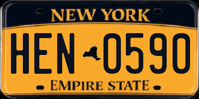 NY license plate HEN0590