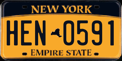 NY license plate HEN0591