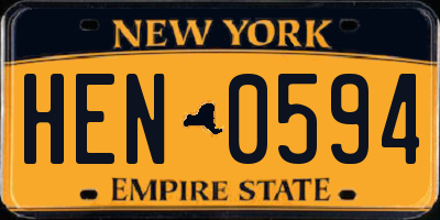 NY license plate HEN0594