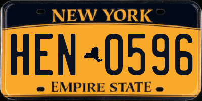 NY license plate HEN0596