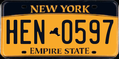 NY license plate HEN0597