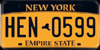 NY license plate HEN0599