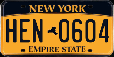 NY license plate HEN0604
