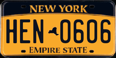 NY license plate HEN0606