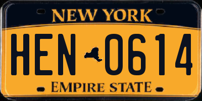 NY license plate HEN0614