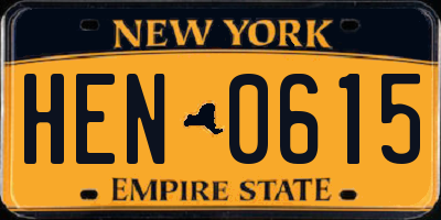 NY license plate HEN0615