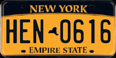 NY license plate HEN0616