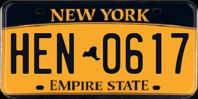 NY license plate HEN0617