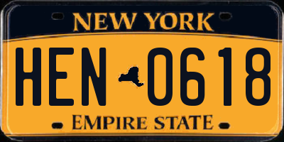 NY license plate HEN0618