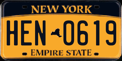 NY license plate HEN0619