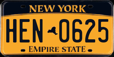 NY license plate HEN0625