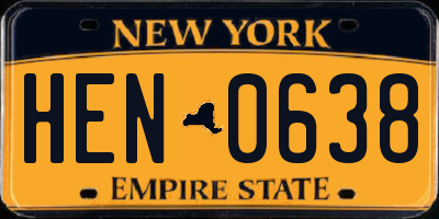 NY license plate HEN0638