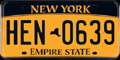 NY license plate HEN0639