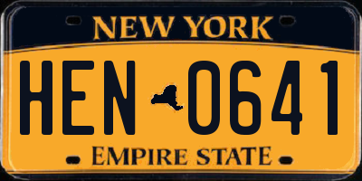 NY license plate HEN0641