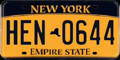 NY license plate HEN0644