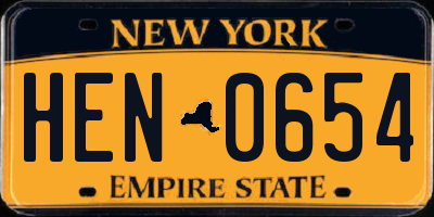 NY license plate HEN0654