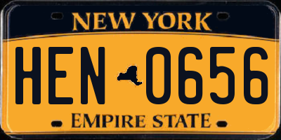 NY license plate HEN0656