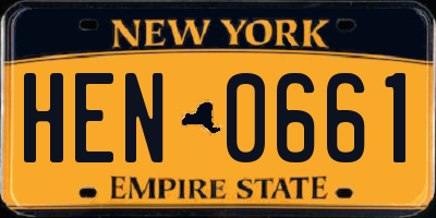 NY license plate HEN0661