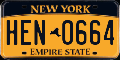 NY license plate HEN0664