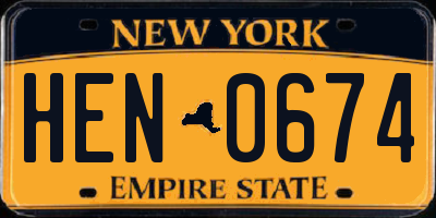 NY license plate HEN0674