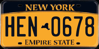 NY license plate HEN0678