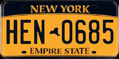 NY license plate HEN0685