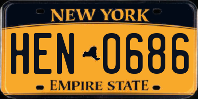 NY license plate HEN0686
