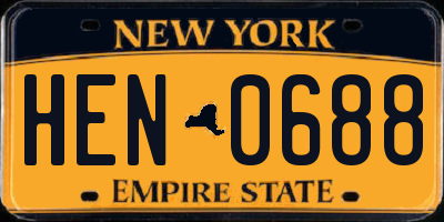 NY license plate HEN0688