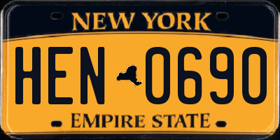 NY license plate HEN0690