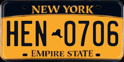 NY license plate HEN0706