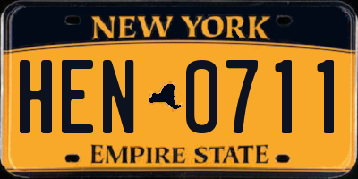 NY license plate HEN0711