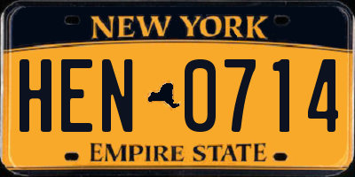 NY license plate HEN0714