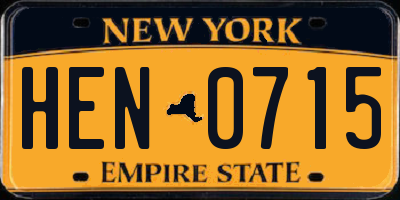 NY license plate HEN0715