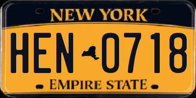 NY license plate HEN0718